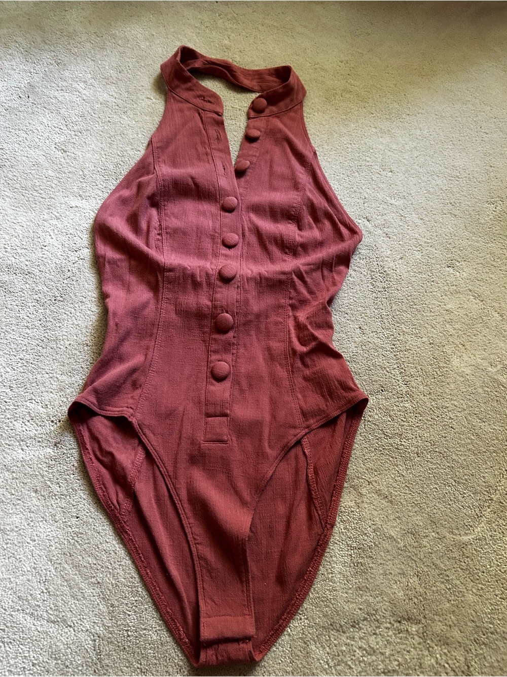 Free People Dusty Rose Backless Halter Bodysuit XS